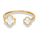 Twin Perlmutt Lucky Leaf Ring 14K Vergoldet