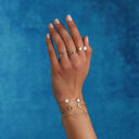 Twin Perlmutt Lucky Leaf Ring 14K Vergoldet