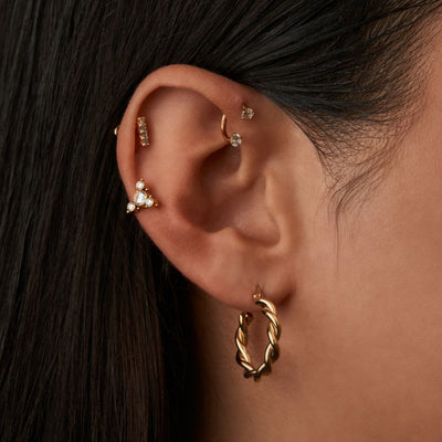 Twist Everyday Hoop Earrings 14K Gold Plated