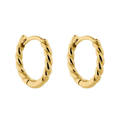 Twisted Simple Huggie Earrings 14K Gold Plated