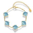 Vintage Blue Lucky Leaf Abbaddon Bracelet 14K Gold Plated