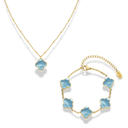 Vintage Blue Lucky Leaf Set 14K Vergoldet