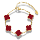 Vintage Red Lucky Leaf Abbaddon Armband 14K Vergoldet