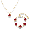 Vintage Red Lucky Leaf Set 14K Vergoldet