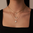 Pave Mother of Pearl Lucky Leaf Necklace 14K Gold Plated