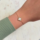 Pave Mother of Pearl Lucky Leaf Bracelet